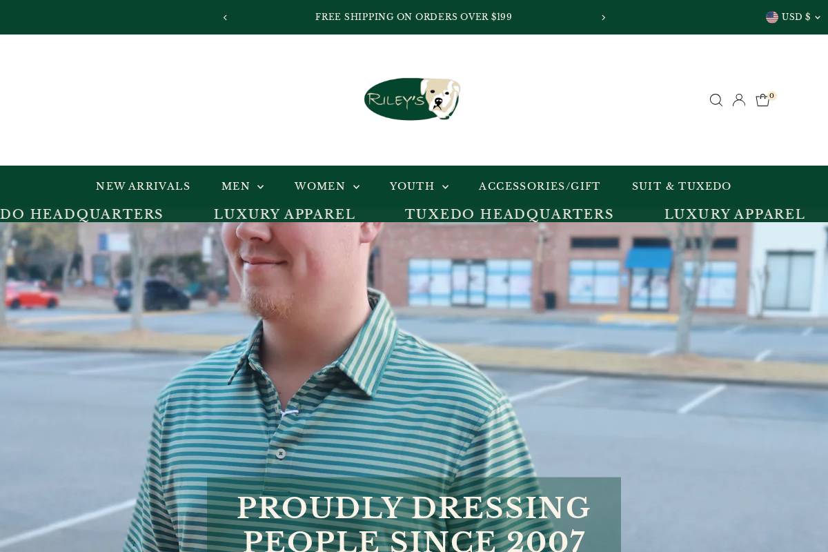 shoprileysclothing.com homepage screenshot