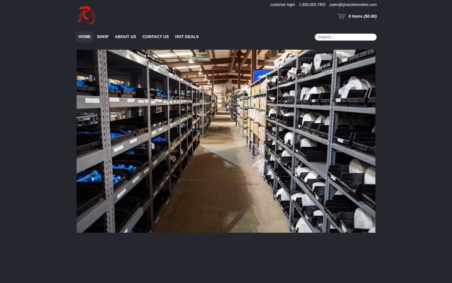shoprjmachine.com homepage screenshot