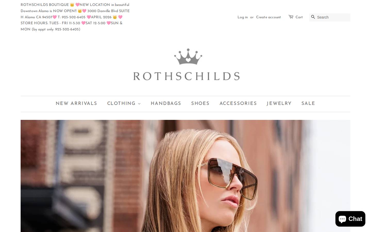 shoprothschilds.com homepage screenshot