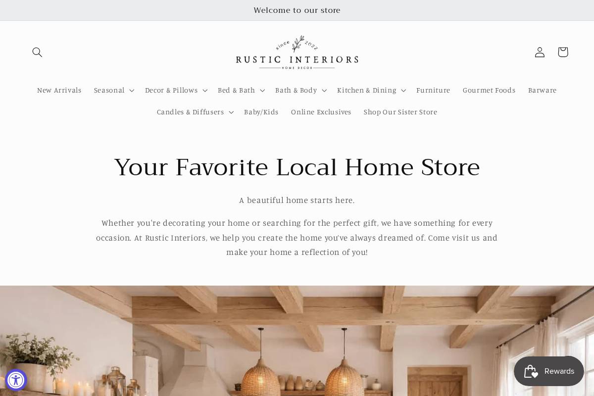 shoprusticinteriors.com homepage screenshot