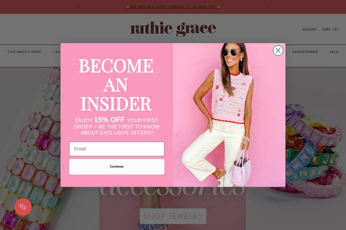 shopruthiegrace.com homepage screenshot