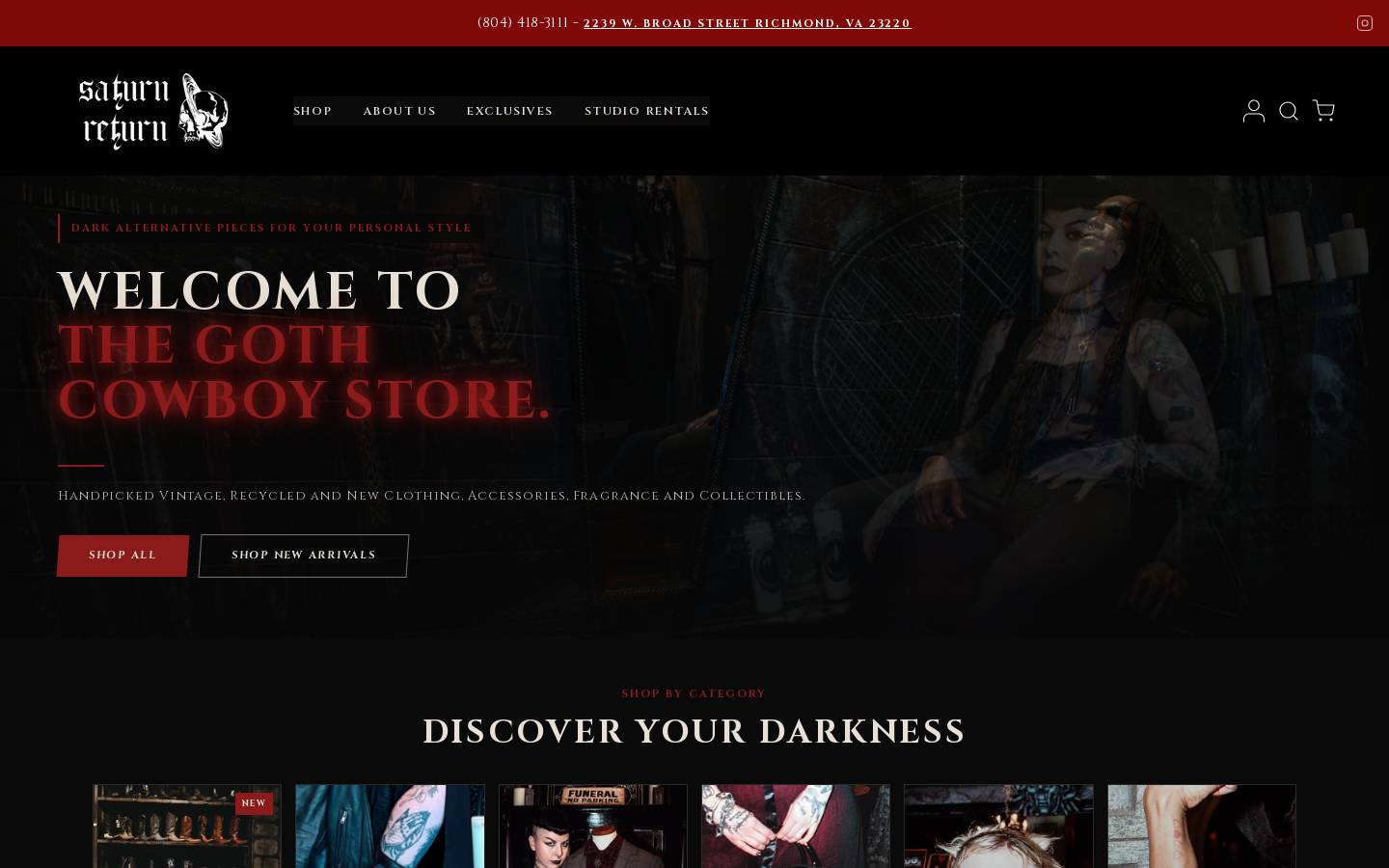 shopsaturnreturn.com homepage screenshot