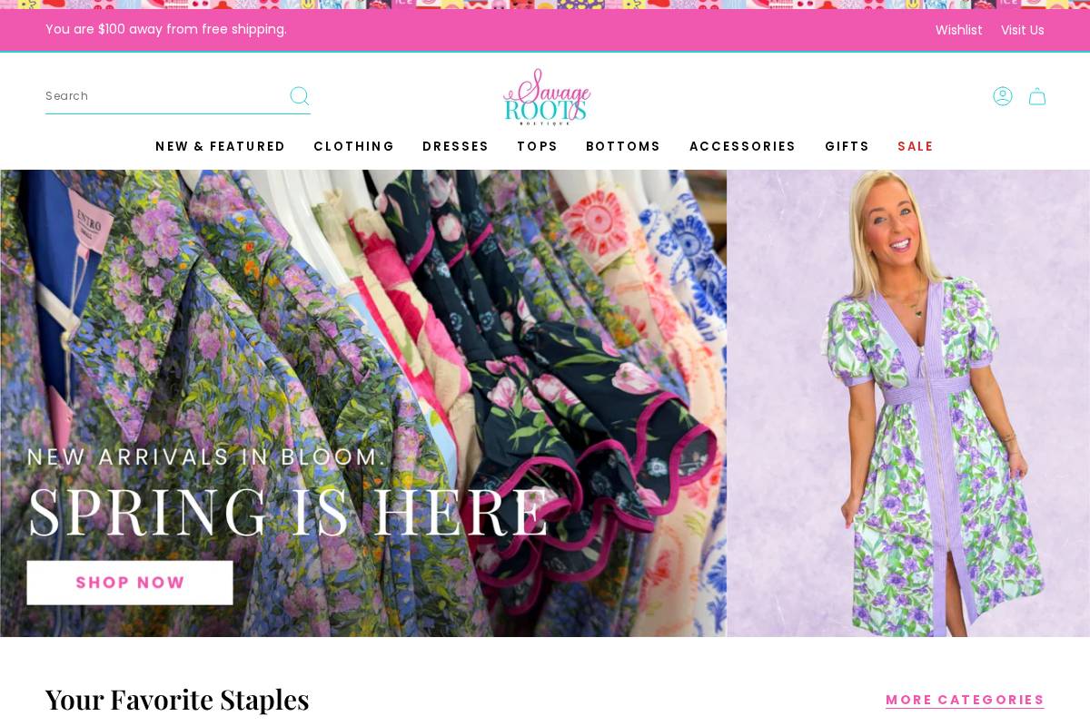 shopsavageroots.com homepage screenshot