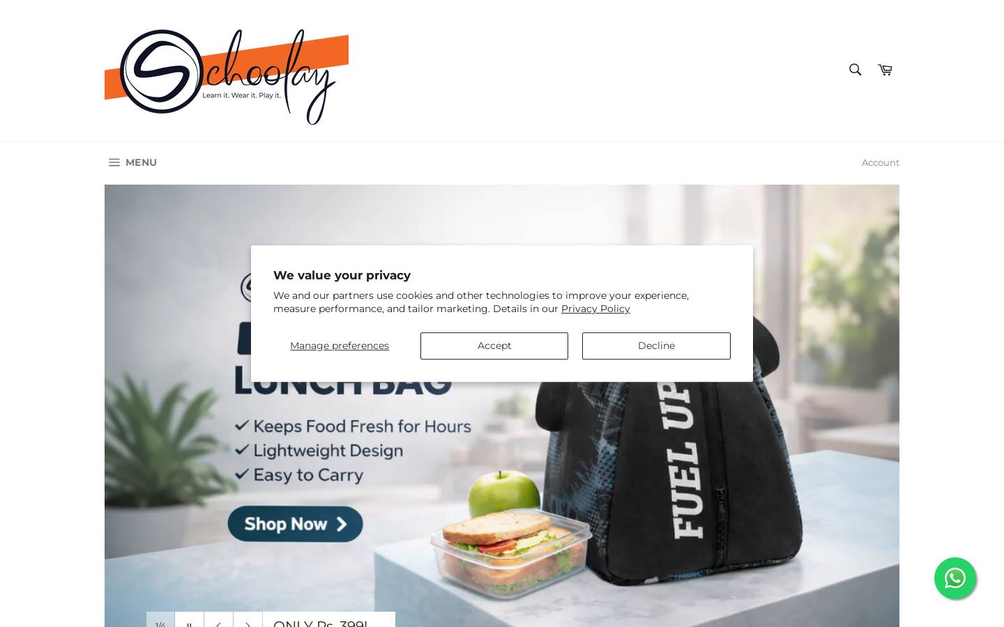 shopschoolay.com homepage screenshot