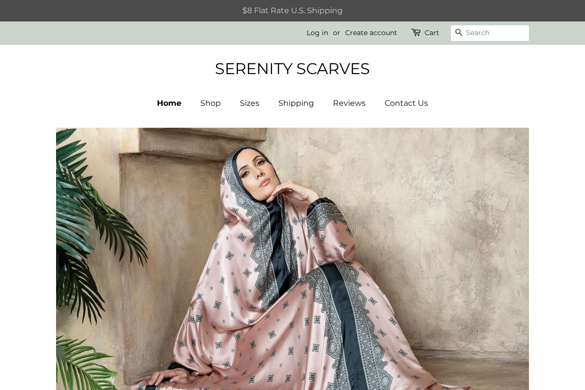 SERENITY SCARVES homepage screenshot
