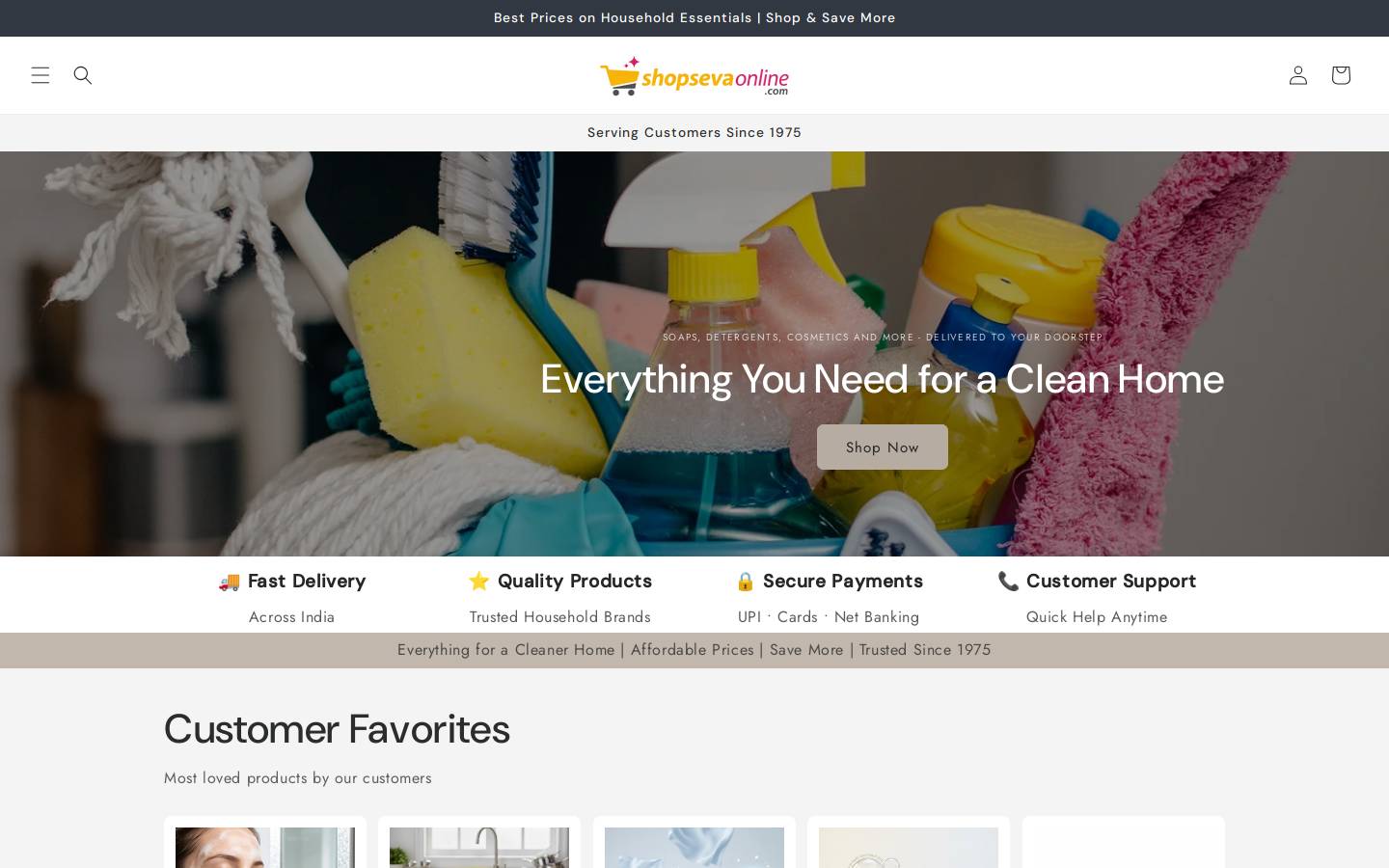shopsevaonline.com homepage screenshot