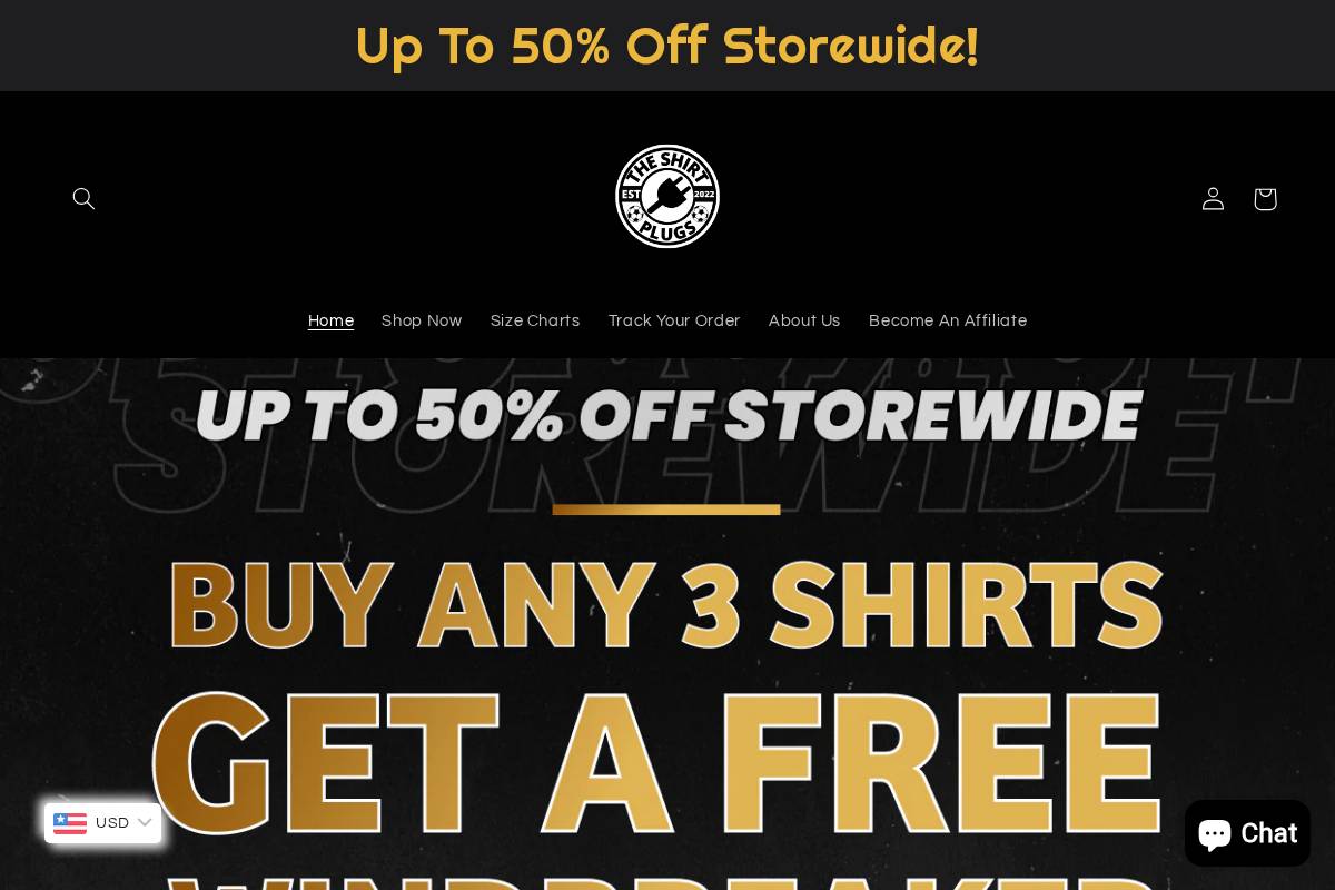 The Shirt Plugs homepage screenshot