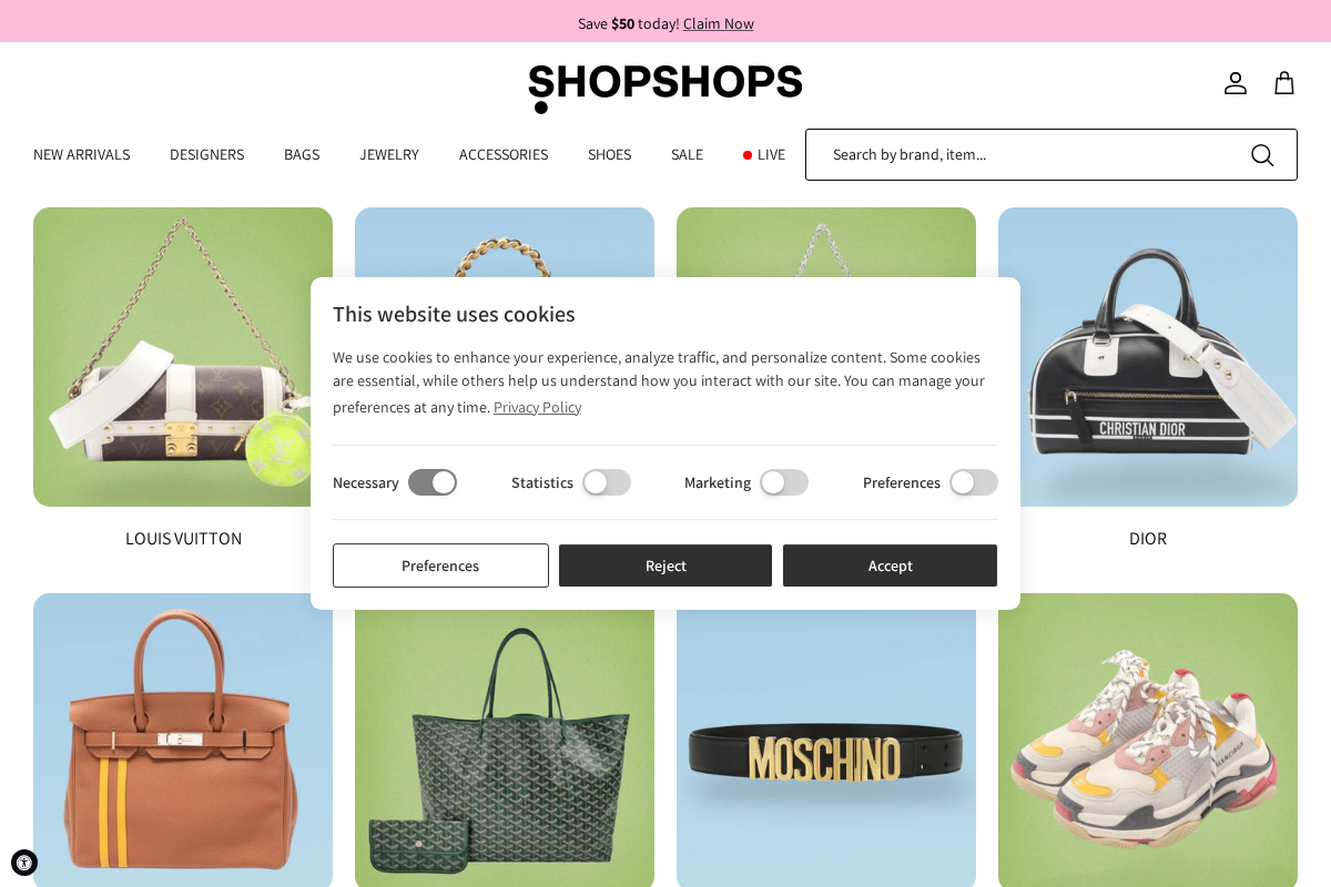 Shopshopslive homepage screenshot