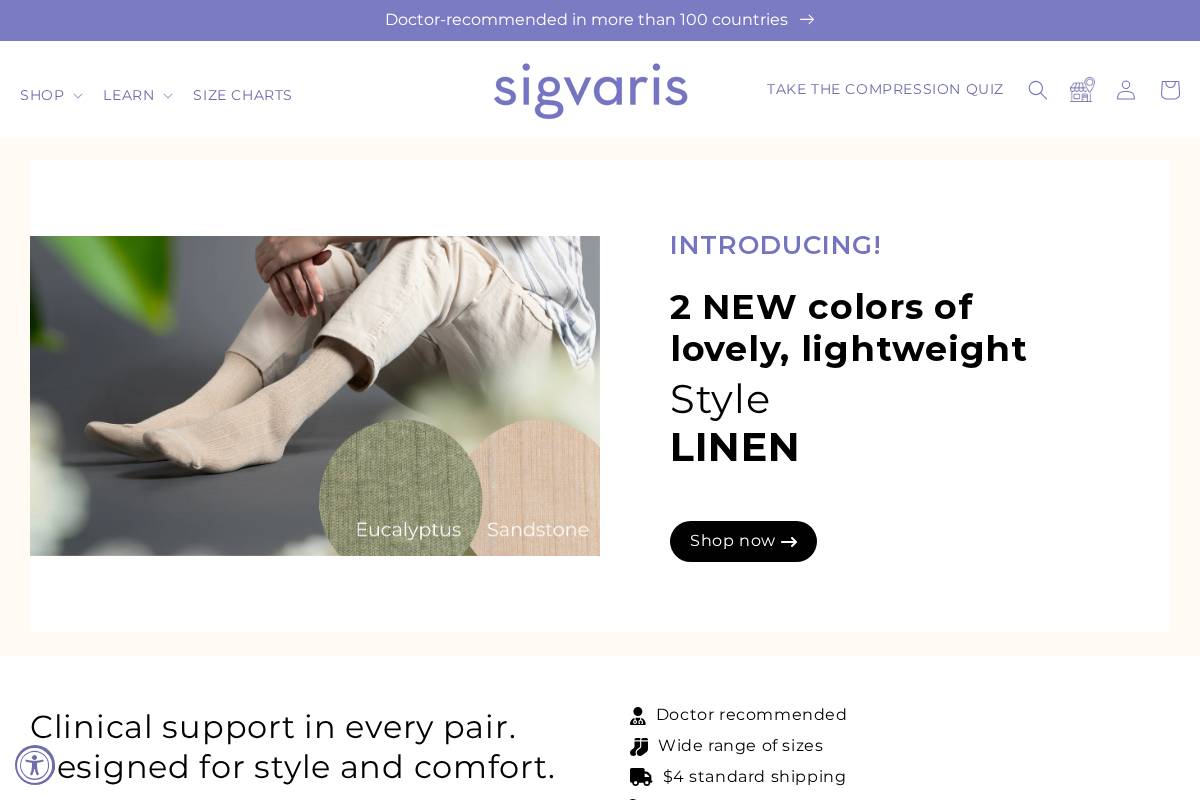 shopsigvaris.com homepage screenshot