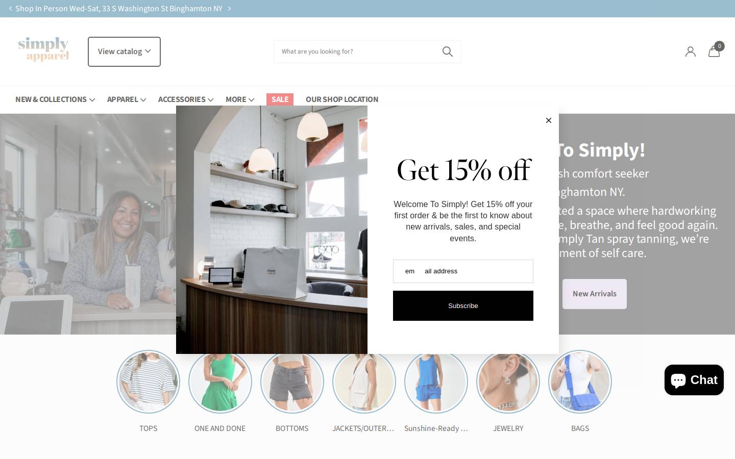 shopsimplyapparel.com homepage screenshot