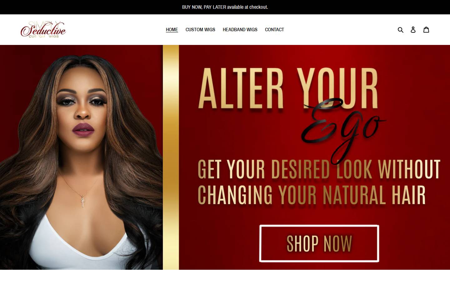 shopsimplyseductivewigs.com homepage screenshot