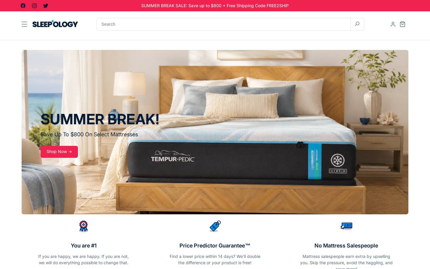 shopsleepology.com homepage screenshot