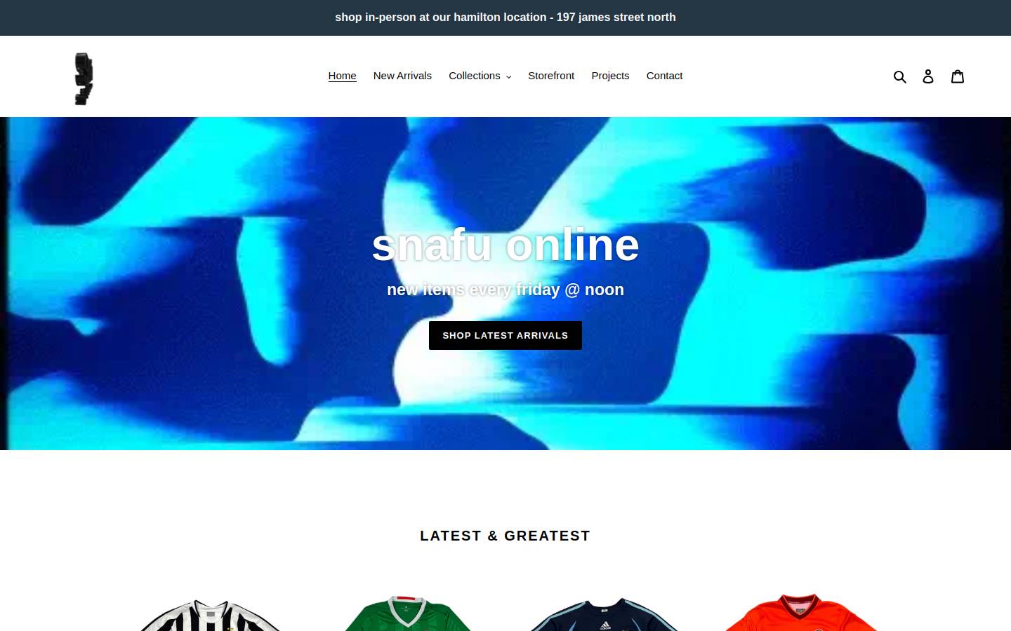 shopsnafu.com homepage screenshot