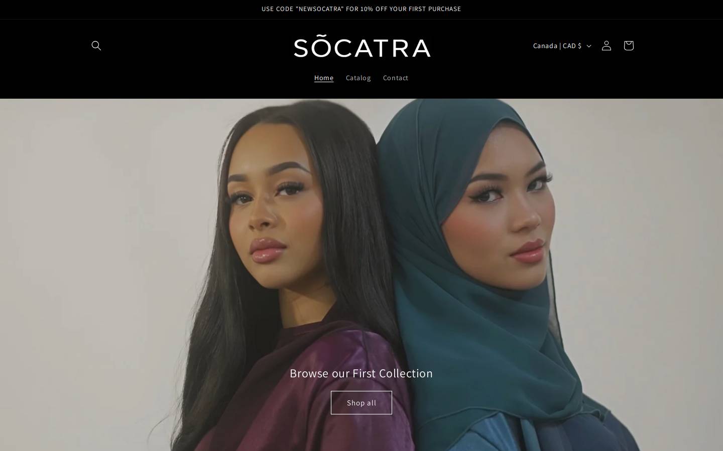 shopsocatra.com homepage screenshot