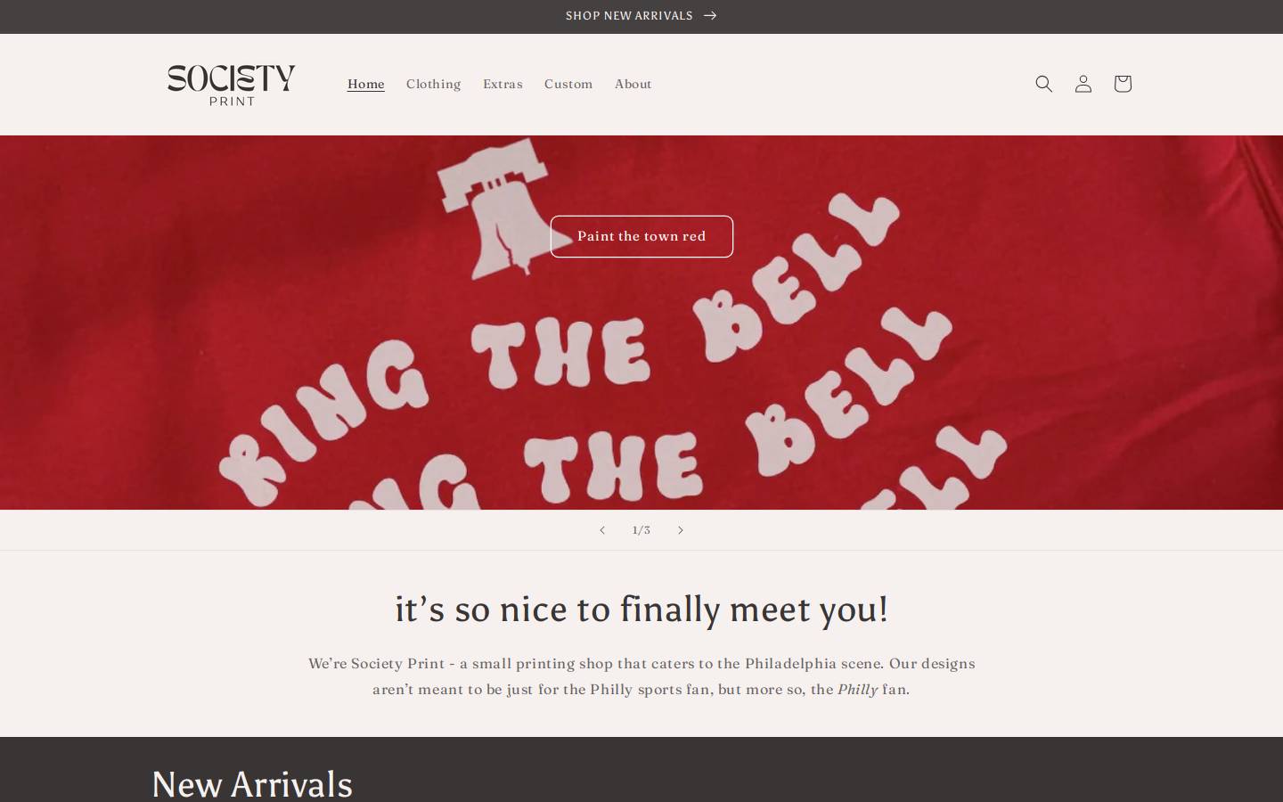 shopsocietyprint.com homepage screenshot