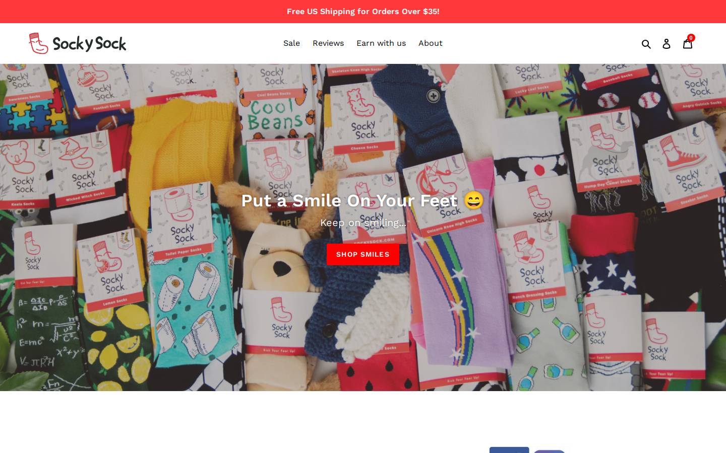 Socky Sock homepage screenshot