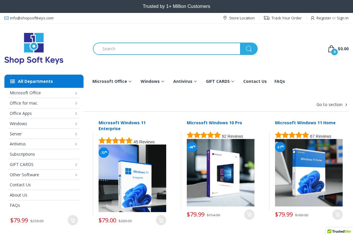 shopsoftkeys.com homepage screenshot