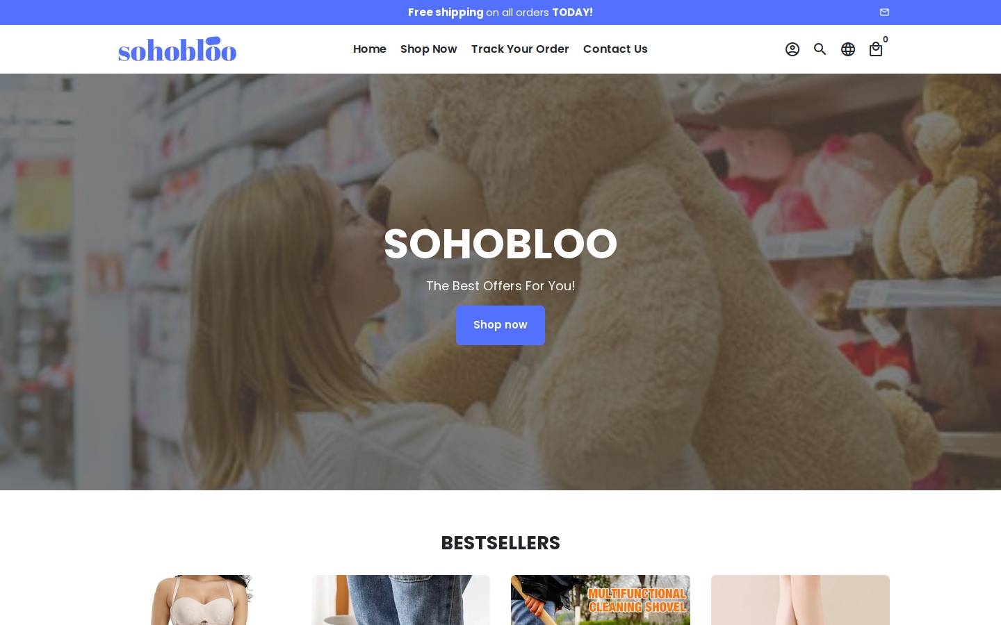 shopsohobloo.com homepage screenshot