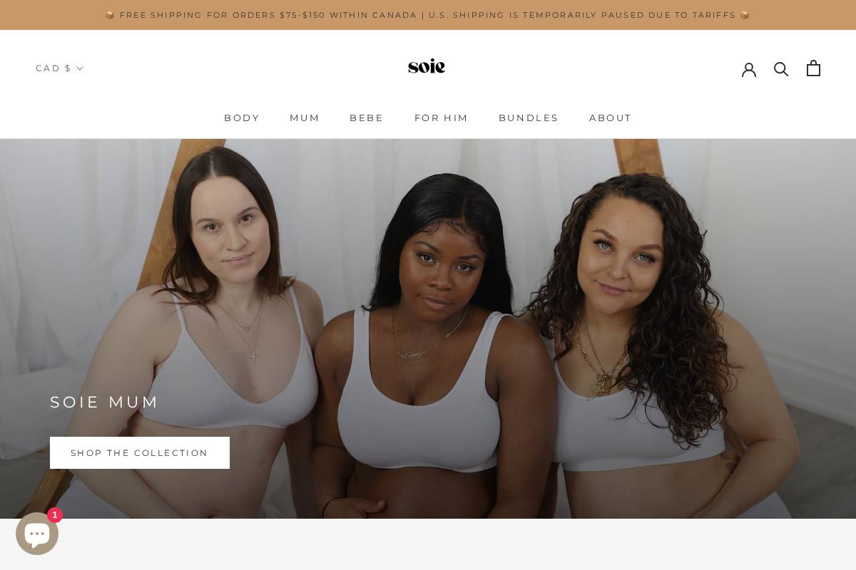 shopsoie.ca homepage screenshot