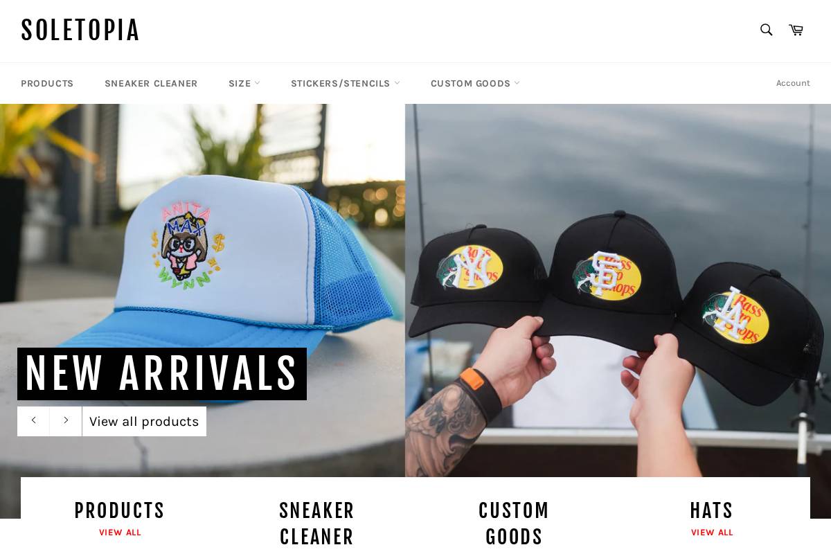 shopsoletopia.com homepage screenshot