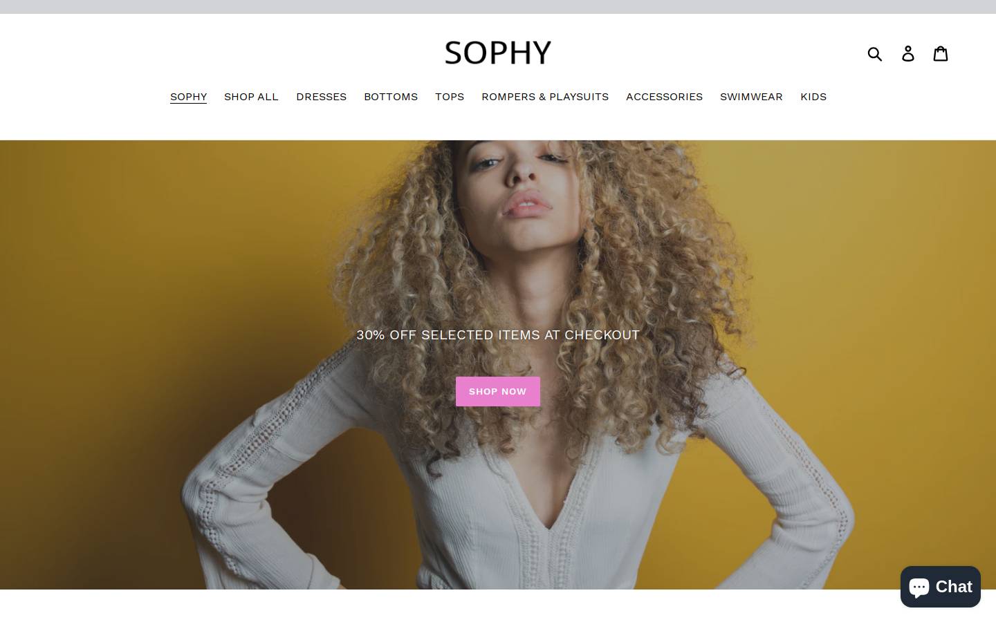 shopsophy.com homepage screenshot