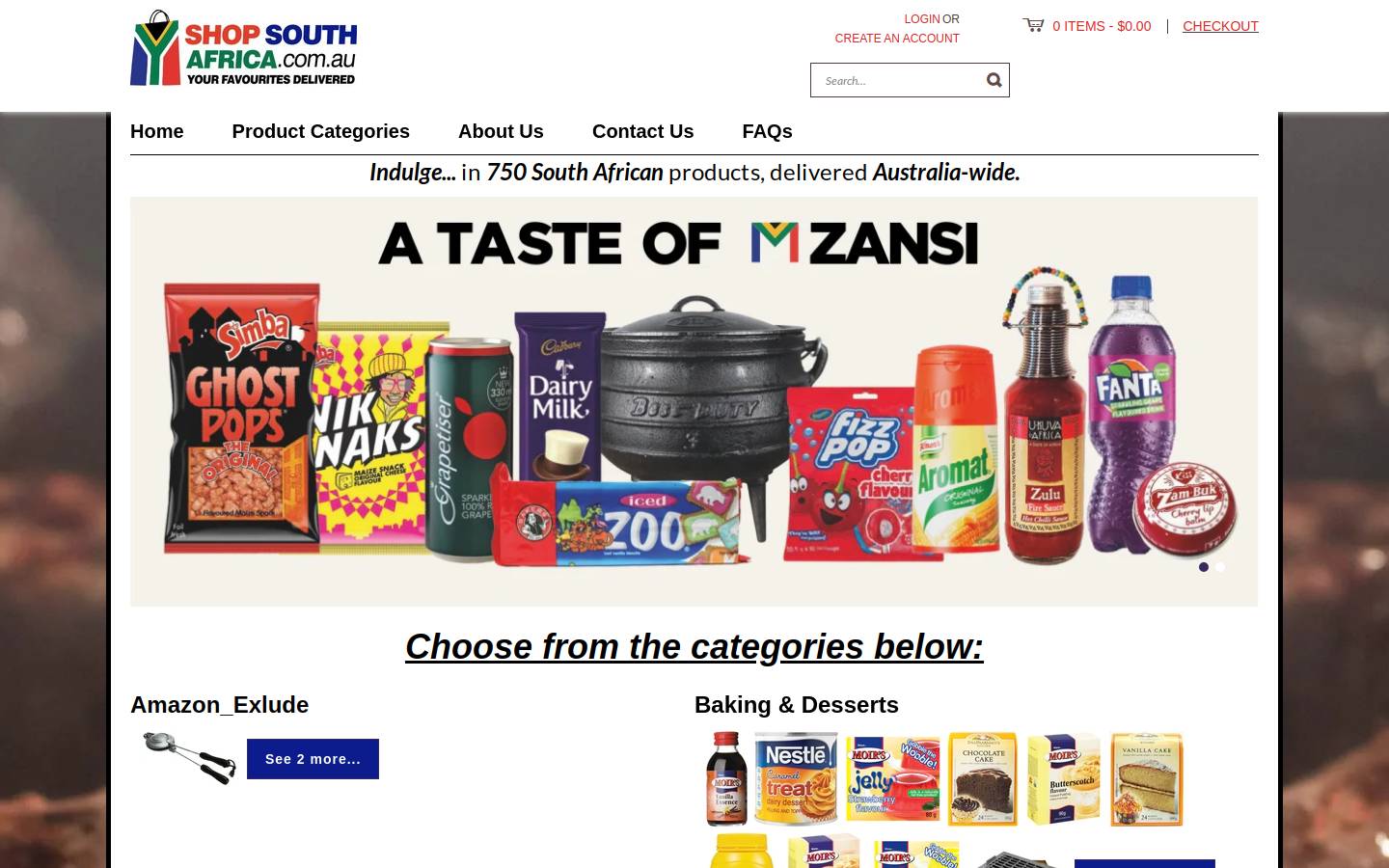 shopsouthafrica.com.au homepage screenshot