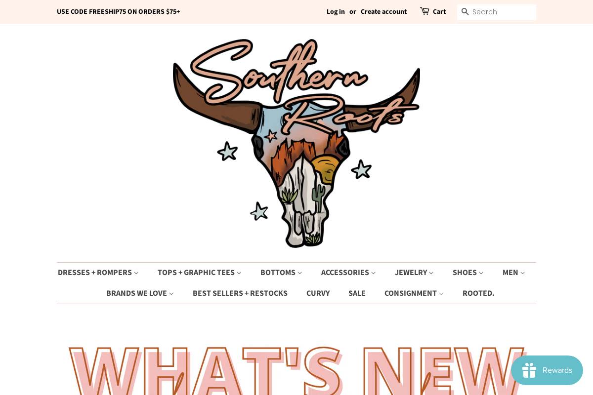 shopsouthernrootsark.com homepage screenshot