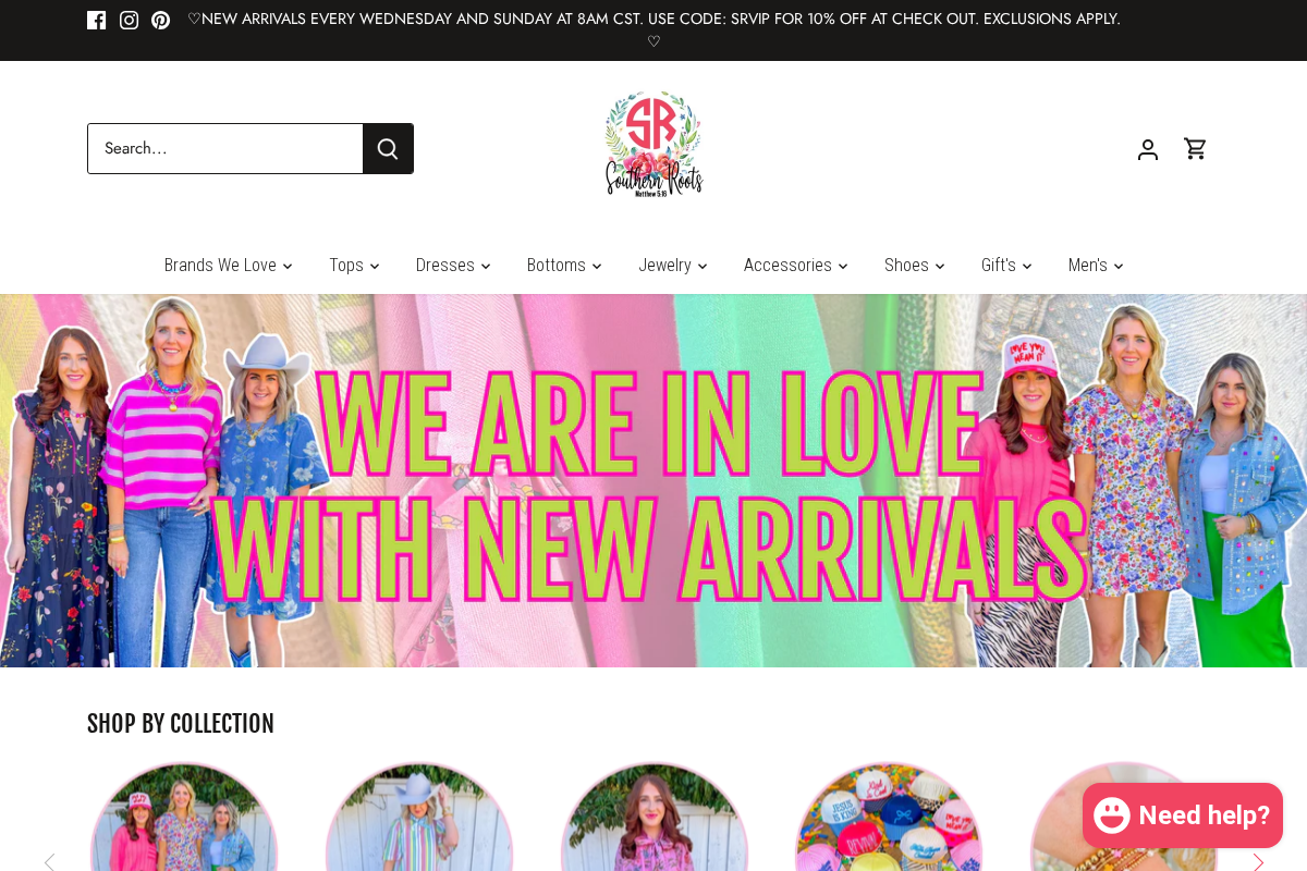 shopsouthernrootstx.com homepage screenshot