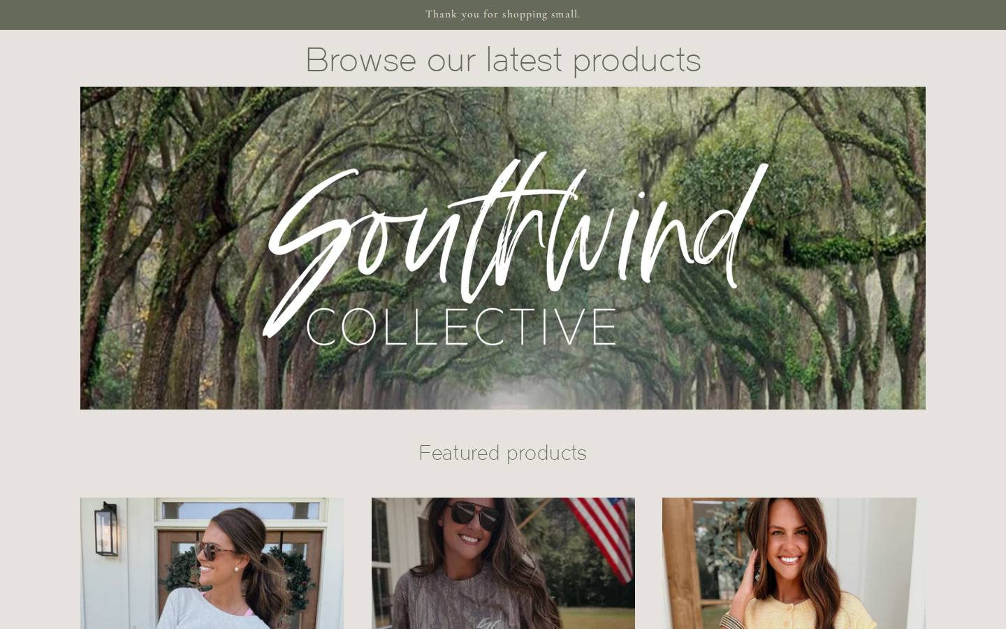 shopsouthwindcollective.com homepage screenshot