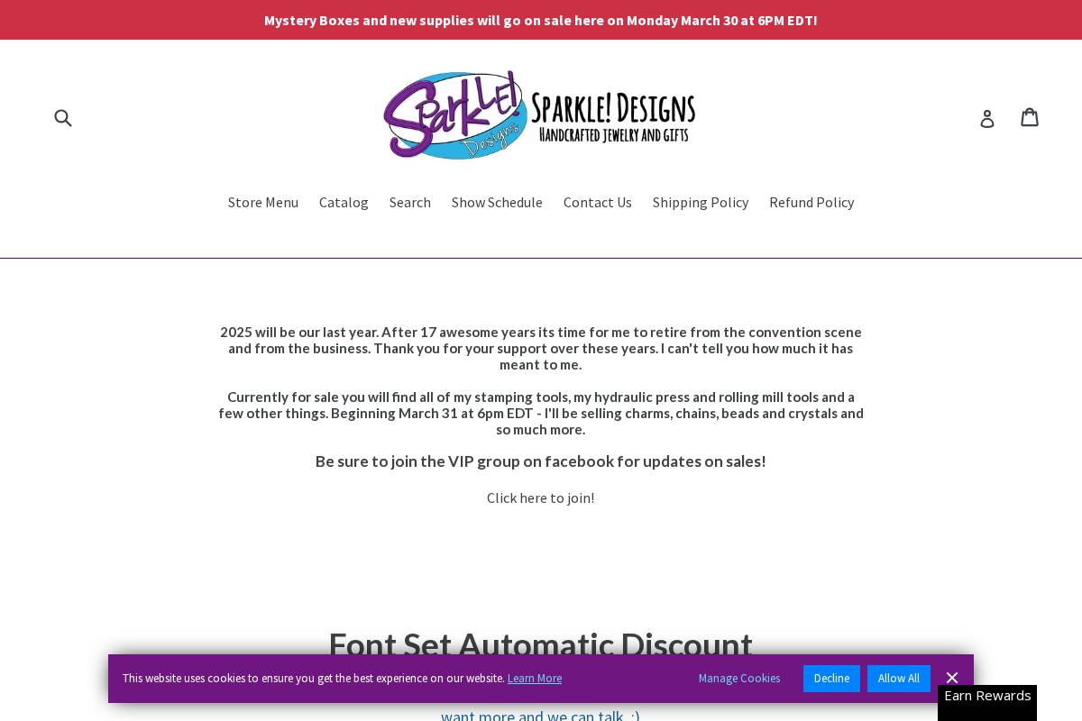 shopsparkledesigns.com homepage screenshot