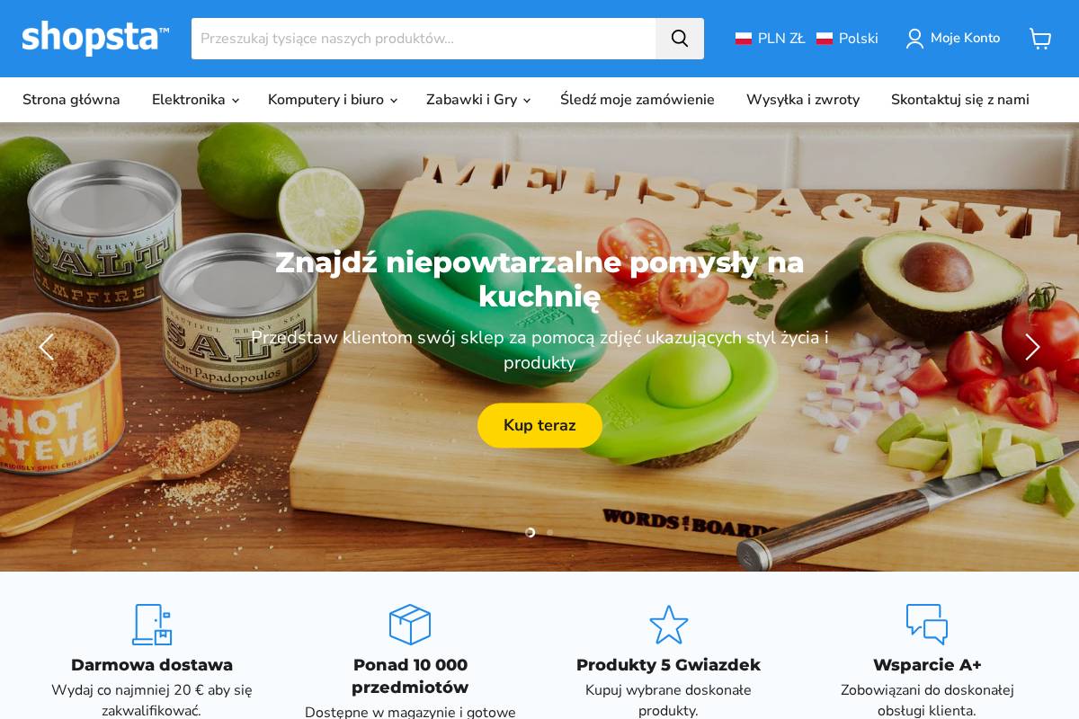 Shopsta homepage screenshot