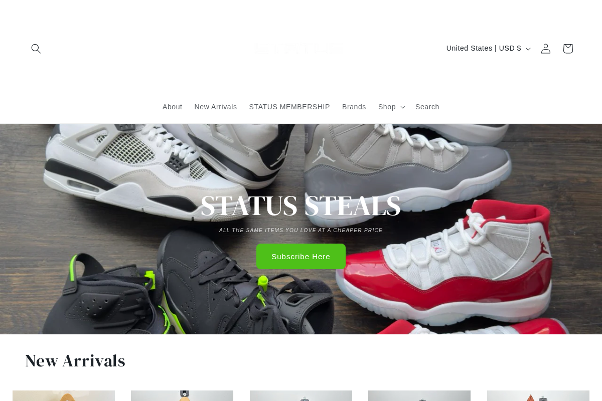shopstatus.store homepage screenshot