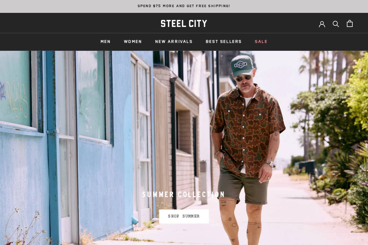 shopsteelcity.com homepage screenshot