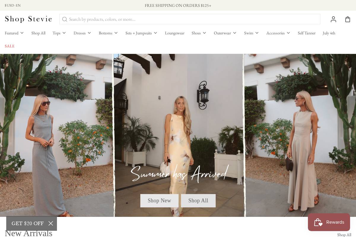 Shop Stevie homepage screenshot