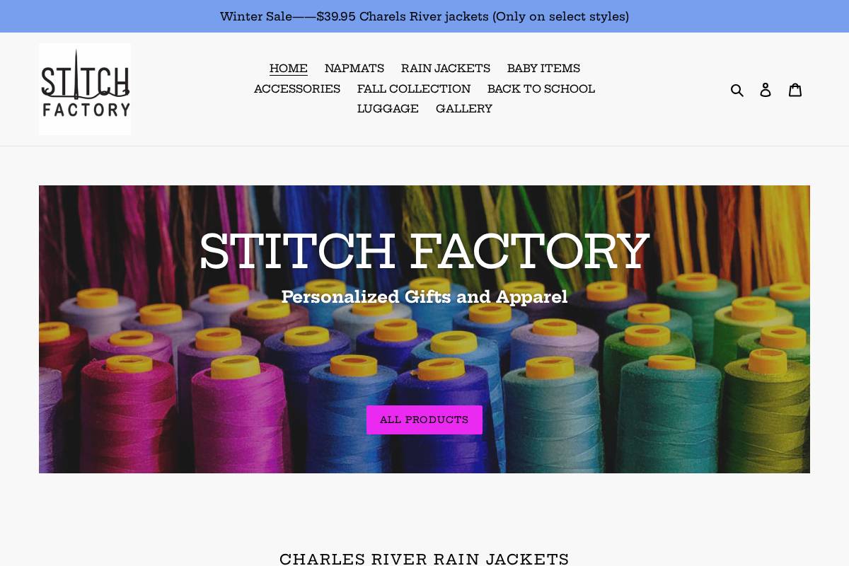 shopstitchfactory.com homepage screenshot
