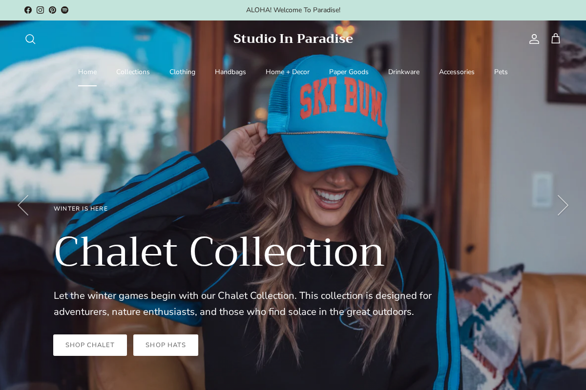 shopstudioinparadise.com homepage screenshot