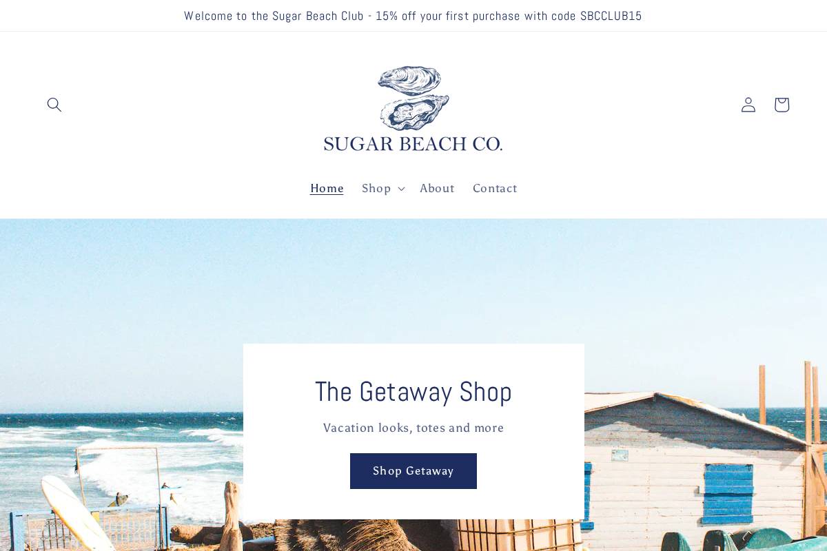 shopsugarbeachco.com homepage screenshot