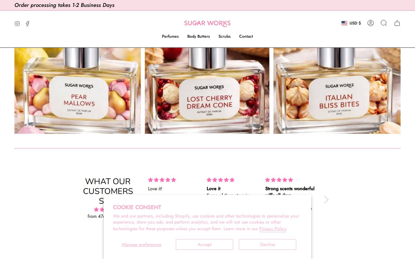shopsugarworks.com homepage screenshot