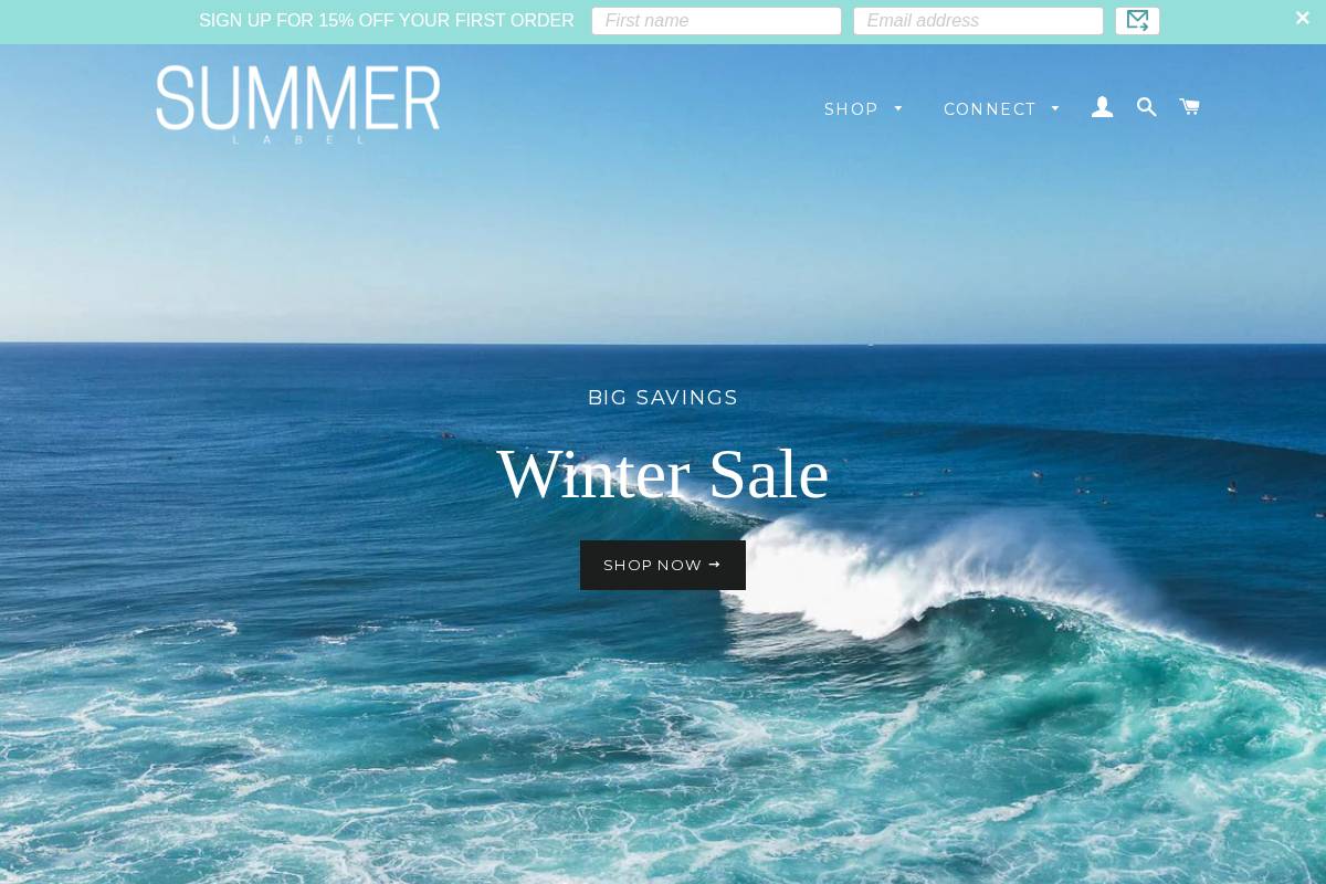 shopsummerlabel.com homepage screenshot