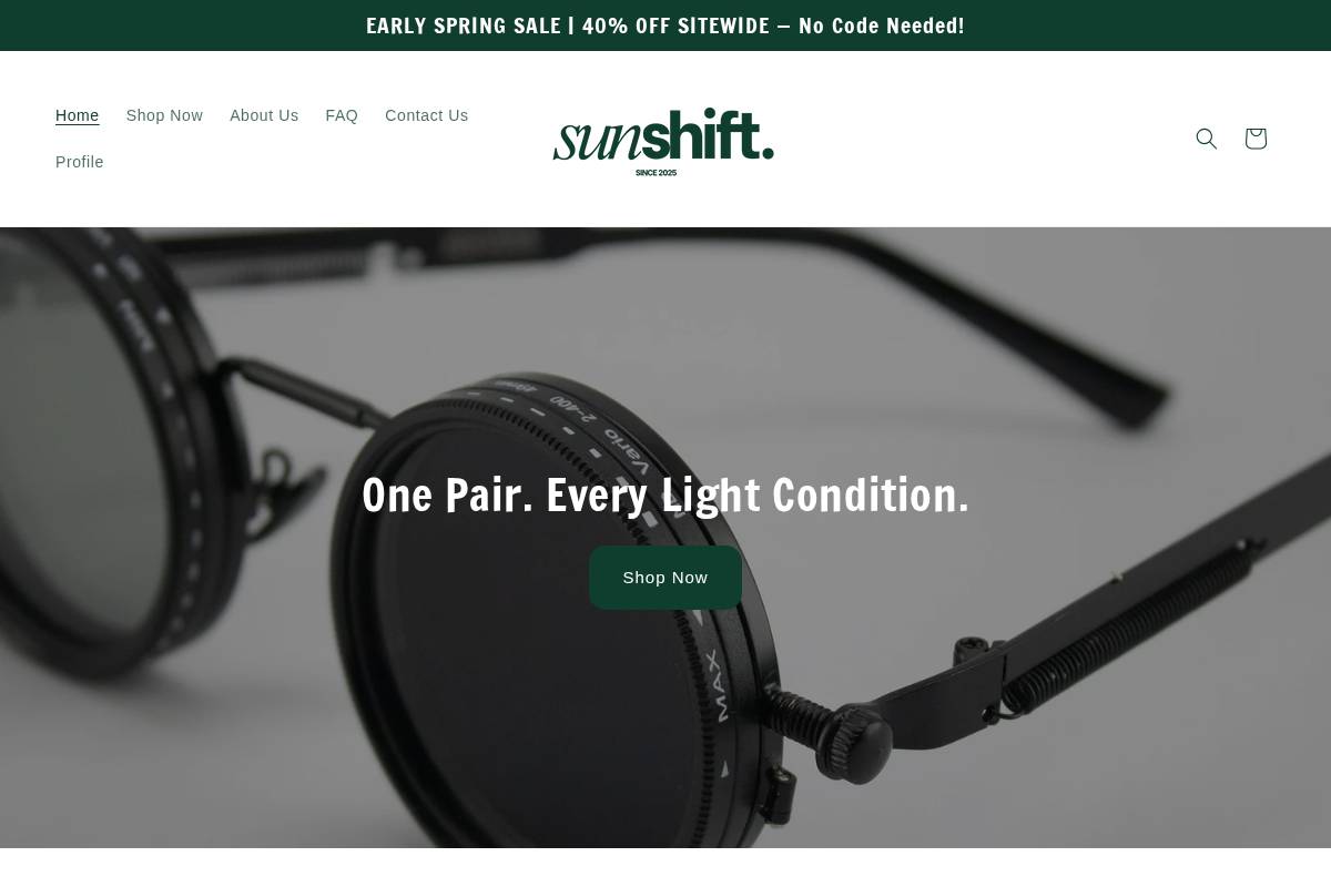 shopsunshift.com homepage screenshot