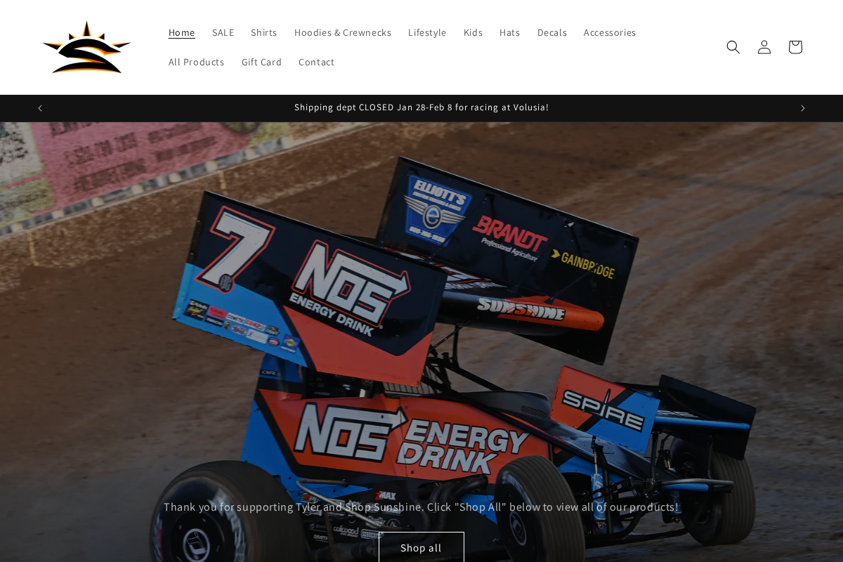 Shop Sunshine homepage screenshot