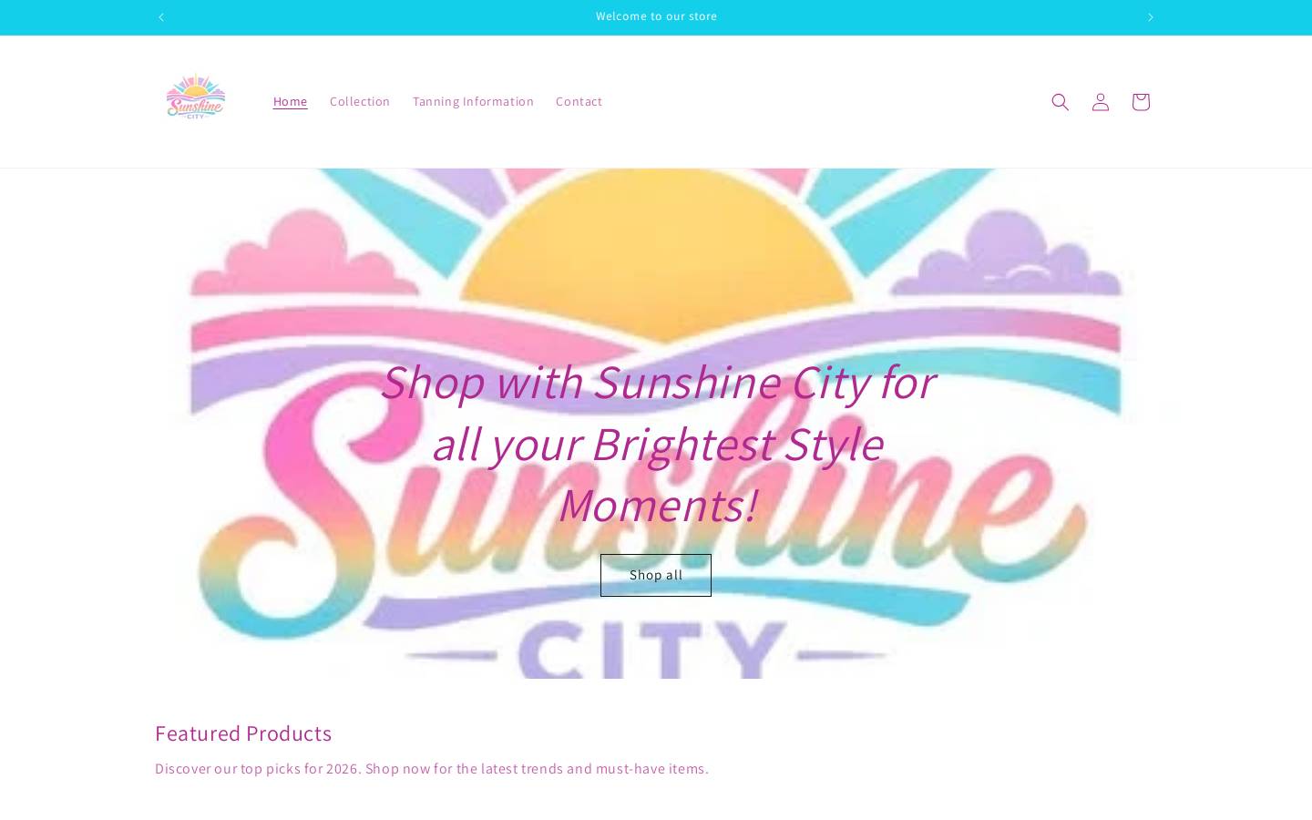 shopsunshinecity.com homepage screenshot