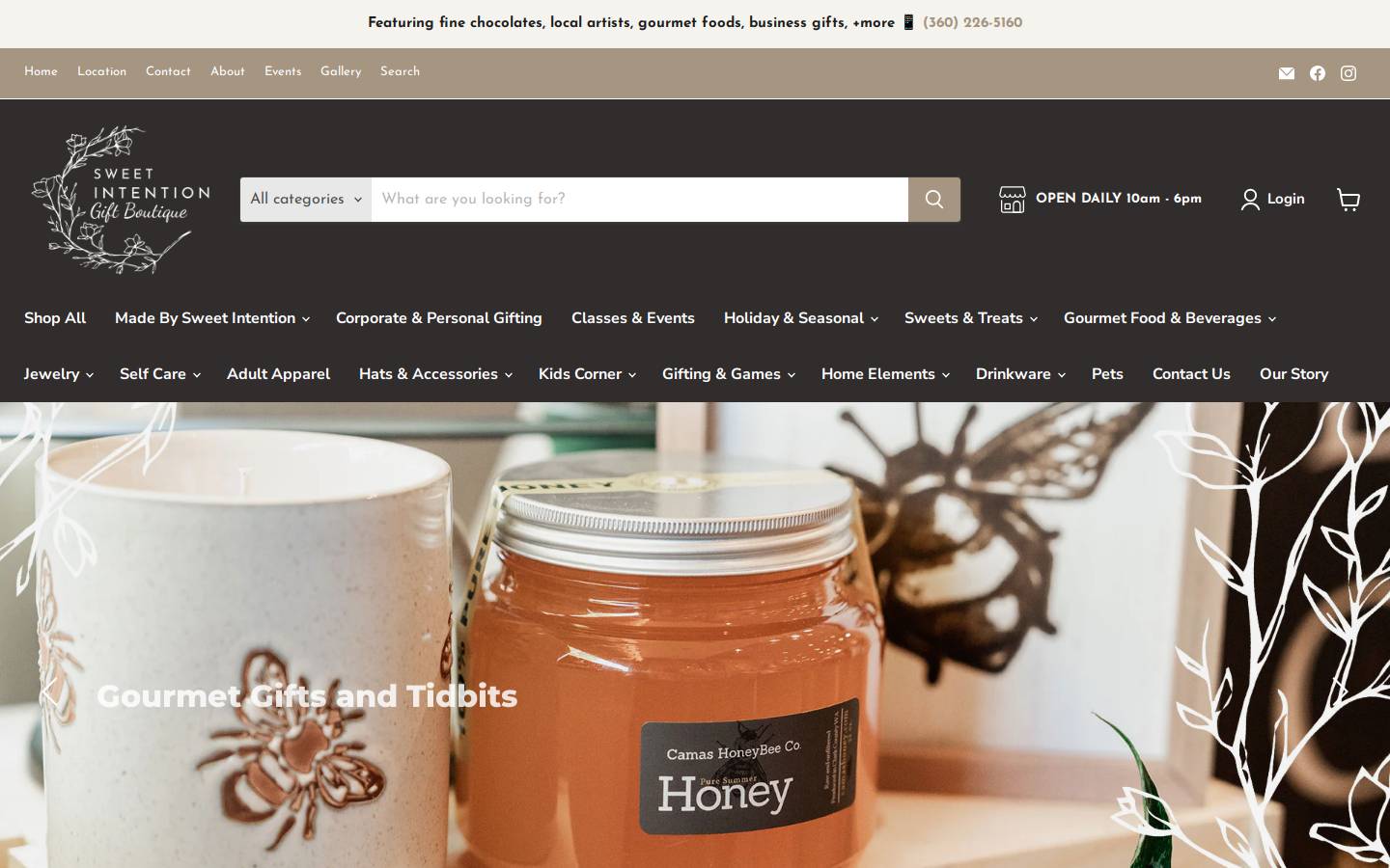 shopsweetintention.com homepage screenshot