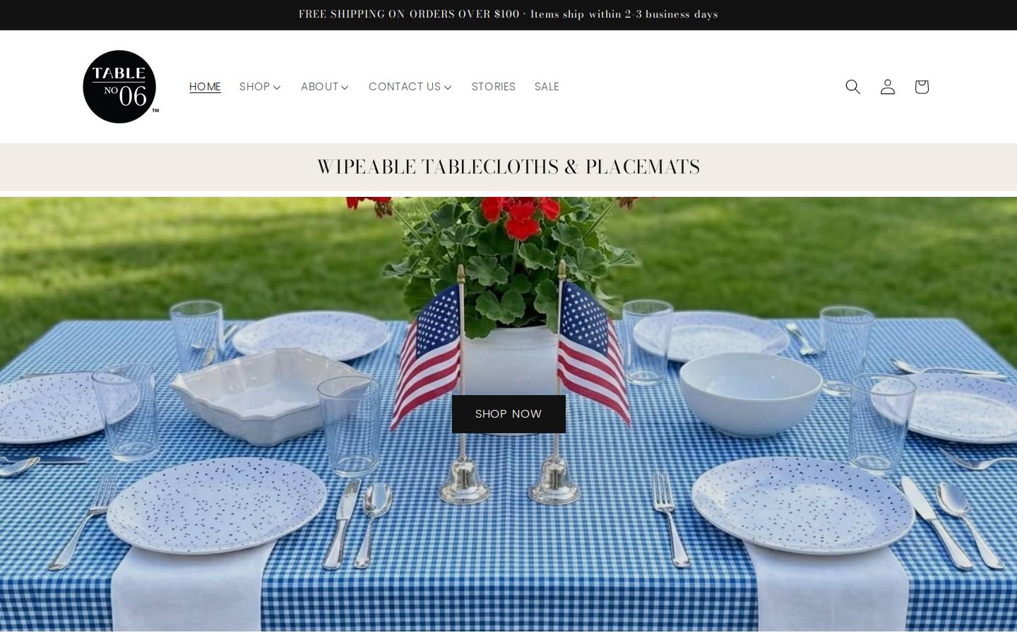 shoptablesix.com homepage screenshot