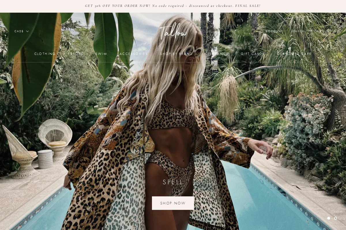 shoptallow.com homepage screenshot