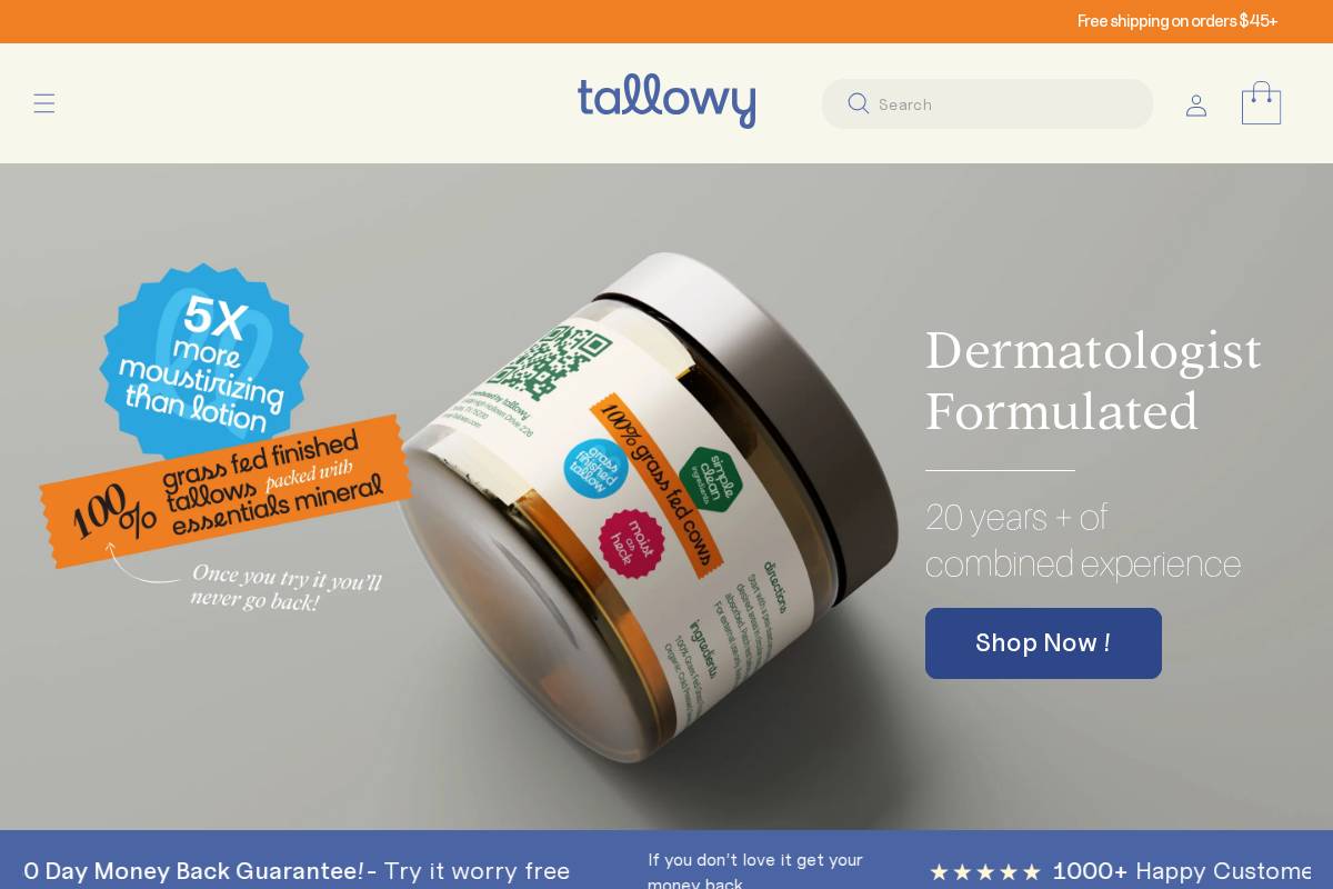 shoptallowy.com homepage screenshot