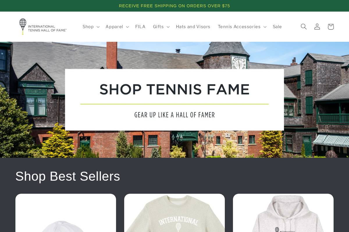 shoptennisfame.com homepage screenshot