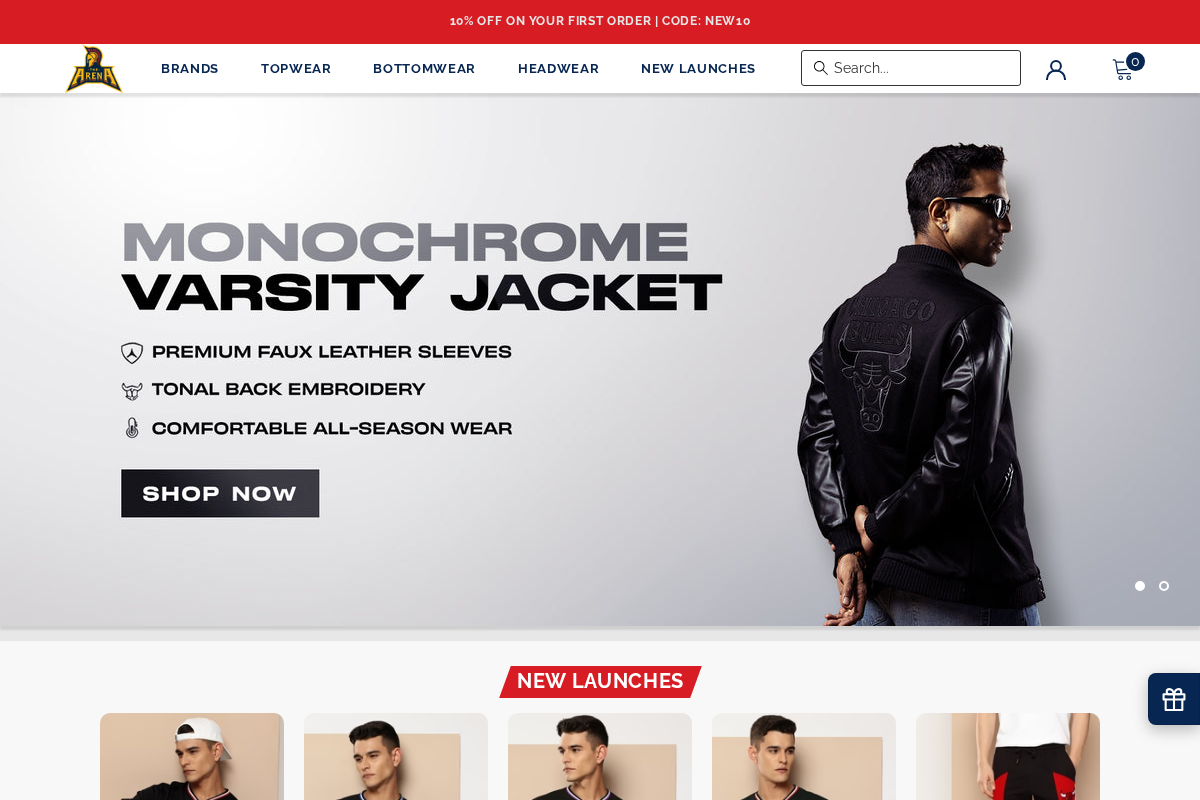 Shop The Arena homepage screenshot