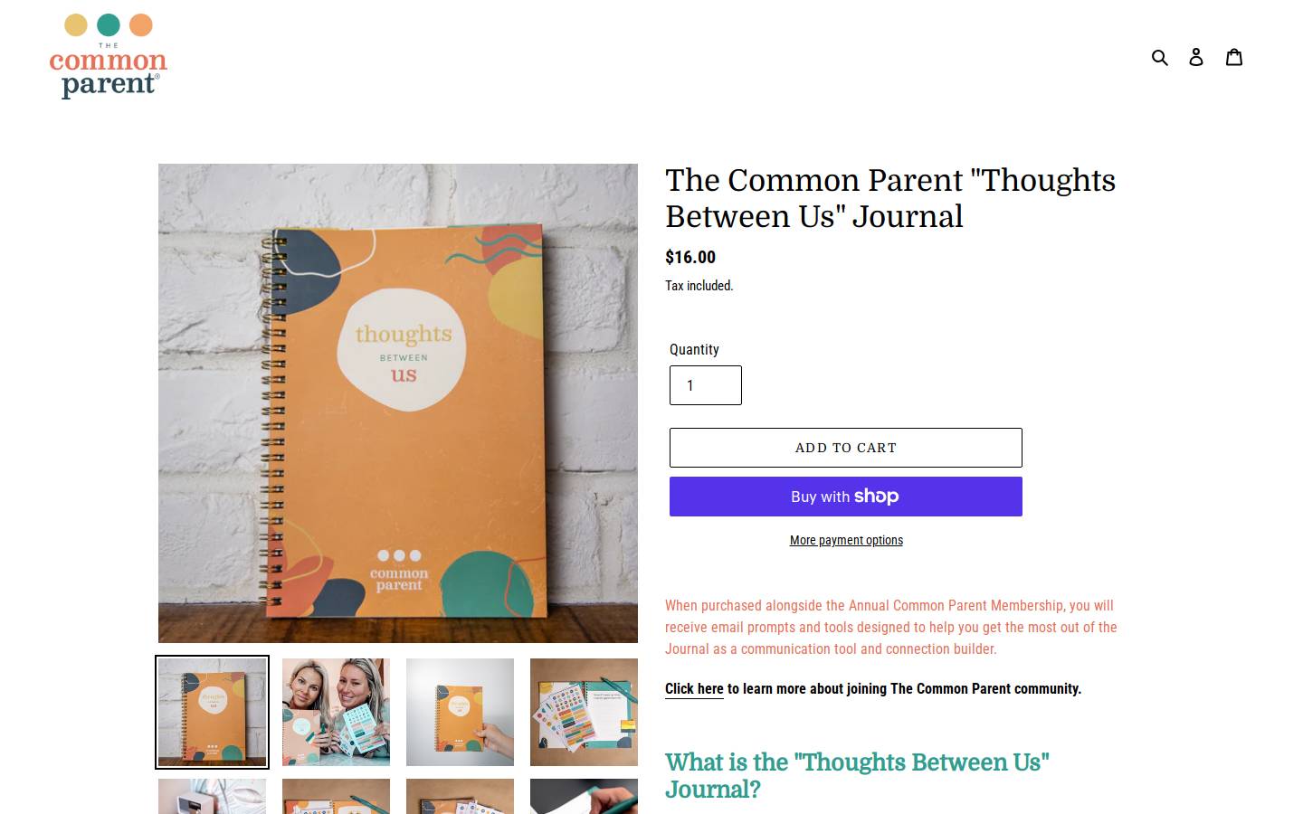 shopthecommonparent.com homepage screenshot