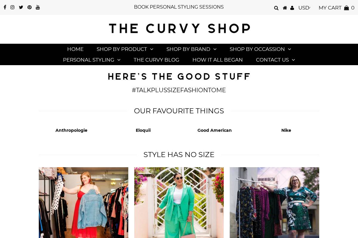 shopthecurvy.com homepage screenshot